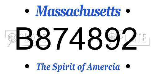 B874892 Massachusetts License Plate