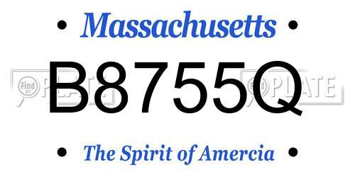 B8755Q Massachusetts License Plate