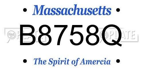 B8758Q Massachusetts License Plate