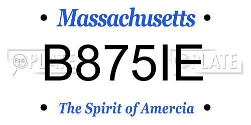 B875IE Massachusetts License Plate