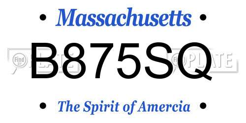 B875SQ Massachusetts License Plate
