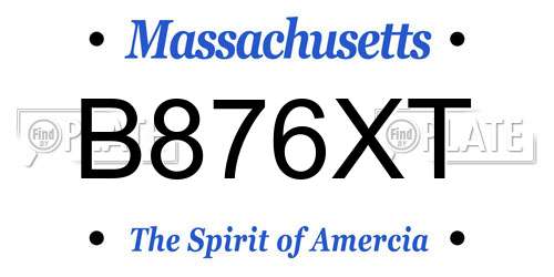 B876XT Massachusetts License Plate