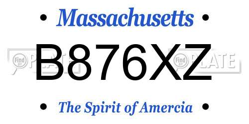 B876XZ Massachusetts License Plate