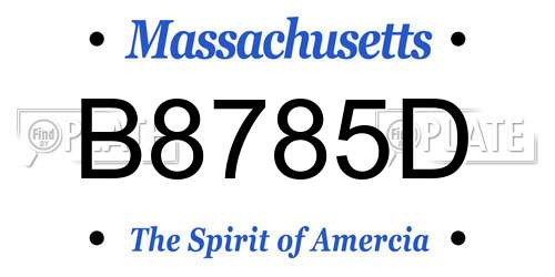 B8785D Massachusetts License Plate