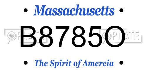 B8785O Massachusetts License Plate