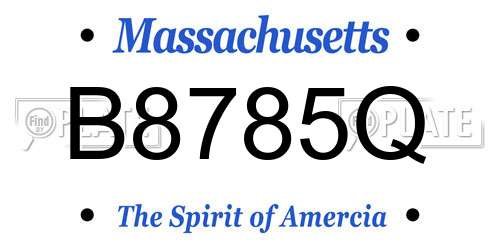 B8785Q Massachusetts License Plate