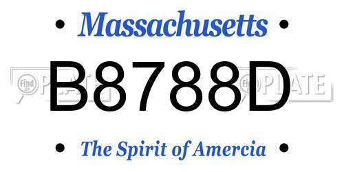 B8788D Massachusetts License Plate