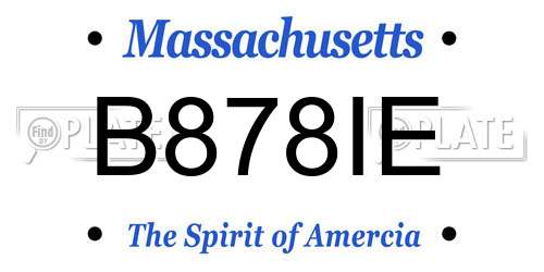 B878IE Massachusetts License Plate