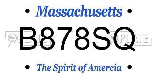 B878SQ Massachusetts License Plate
