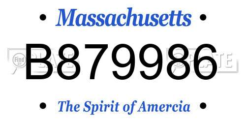 B879986 Massachusetts License Plate