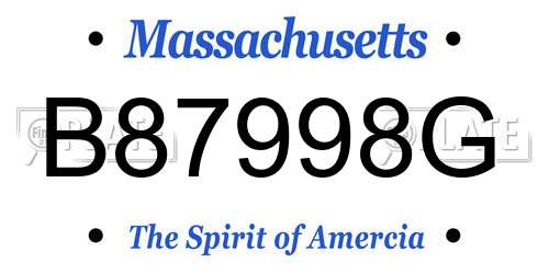 B87998G Massachusetts License Plate