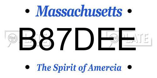 B87DEE Massachusetts License Plate