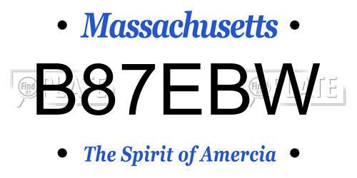 B87EBW Massachusetts License Plate