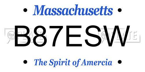 B87ESW Massachusetts License Plate