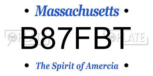B87FBT Massachusetts License Plate