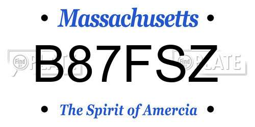 B87FSZ Massachusetts License Plate