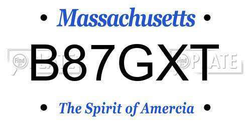 B87GXT Massachusetts License Plate