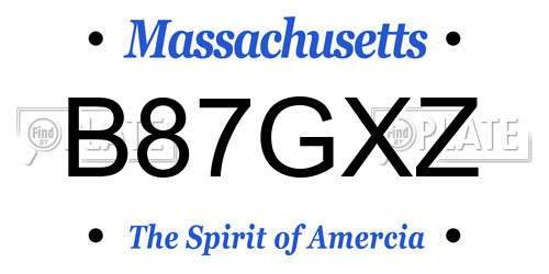 B87GXZ Massachusetts License Plate