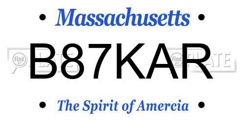 B87KAR Massachusetts License Plate
