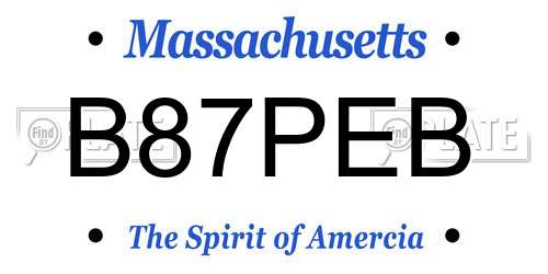 B87PEB Massachusetts License Plate