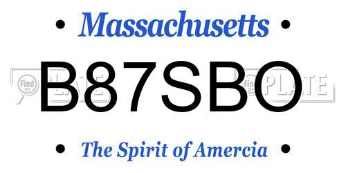 B87SBO Massachusetts License Plate