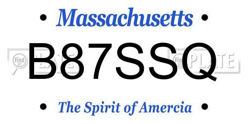 B87SSQ Massachusetts License Plate
