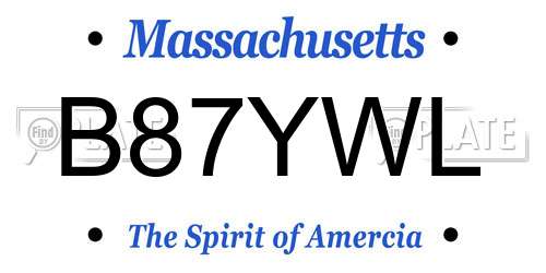 B87YWL Massachusetts License Plate