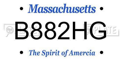 B882HG Massachusetts License Plate