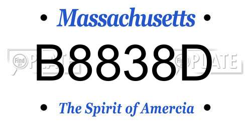 B8838D Massachusetts License Plate