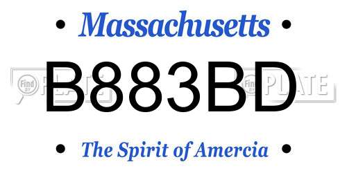 B883BD Massachusetts License Plate