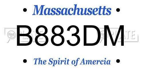 B883DM Massachusetts License Plate