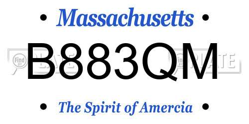 B883QM Massachusetts License Plate