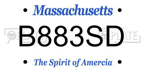 B883SD Massachusetts License Plate