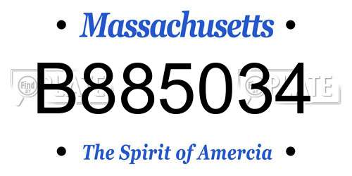 B885034 Massachusetts License Plate