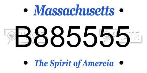 B885555 Massachusetts License Plate