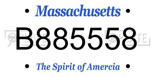 B885558 Massachusetts License Plate