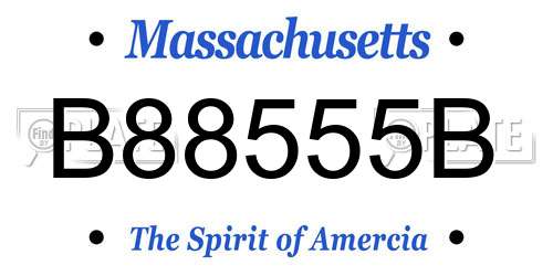 B88555B Massachusetts License Plate