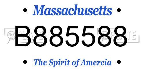 B885588 Massachusetts License Plate