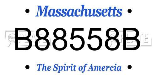 B88558B Massachusetts License Plate
