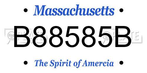B88585B Massachusetts License Plate