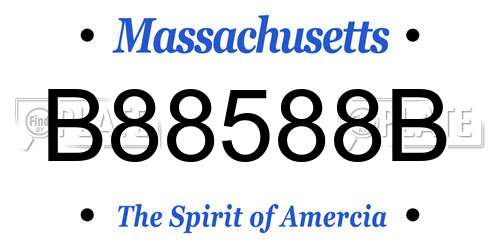 B88588B Massachusetts License Plate