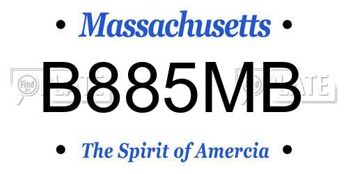 B885MB Massachusetts License Plate