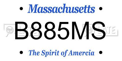B885MS Massachusetts License Plate