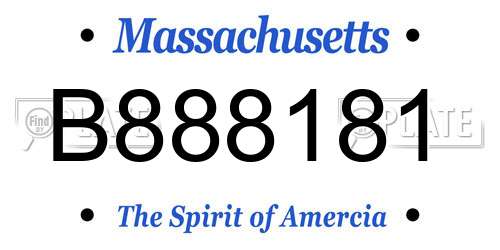 B888181 Massachusetts License Plate