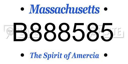 B888585 Massachusetts License Plate