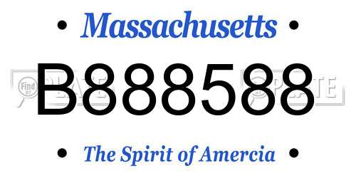B888588 Massachusetts License Plate