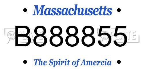 B888855 Massachusetts License Plate