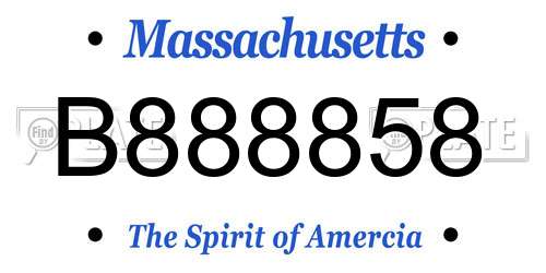 B888858 Massachusetts License Plate