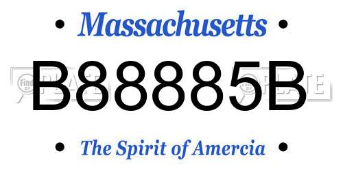 B88885B Massachusetts License Plate