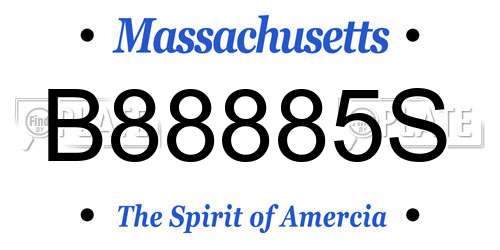 B88885S Massachusetts License Plate